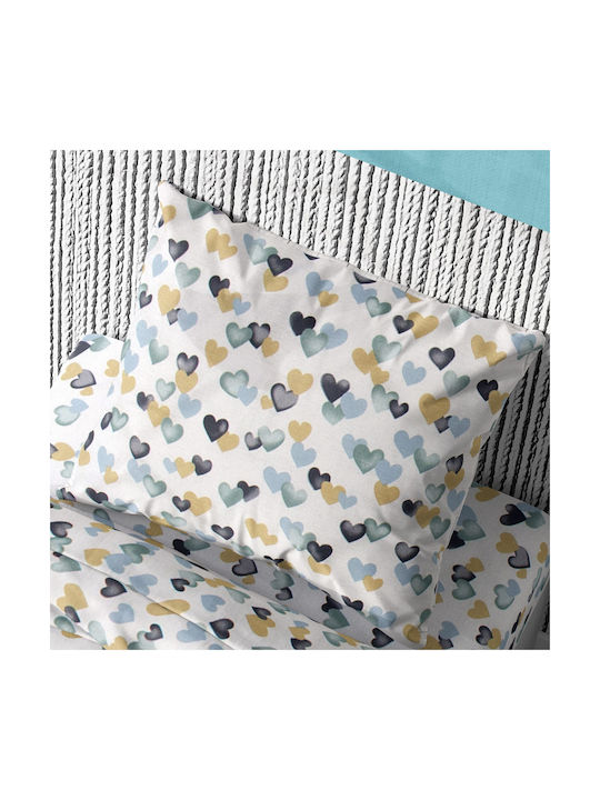 Dimcol Kids Sheets Set Single Hearts 11 Grey-Green 160x240cm