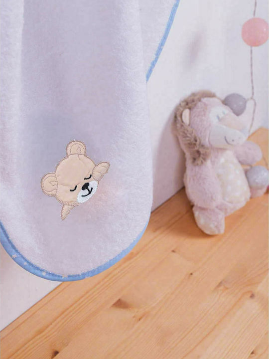 Dimcol Baby Hooded Towel with Hood Sleeping Bear Cub 11 White 80x80cm