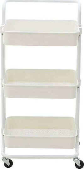 Click Kitchen Cart Metallic 3 Tiers White 43x36x86cm
