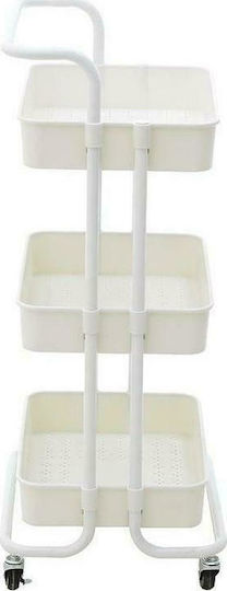 Click Kitchen Cart Metallic 3 Tiers White 43x36x86cm