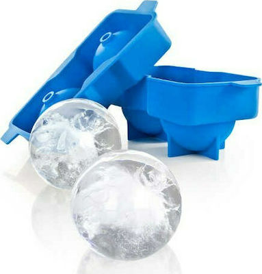 Novatex Silicone Ice Cube Tray Sphere 2 Slots with Lid Blue 04-181