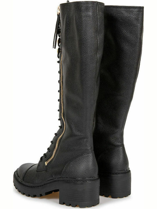 Leather Women's Boots with Laces Balie Black