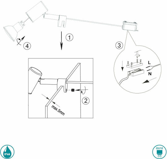 Trio Lighting Lorenzo Μονό Σποτ με Ντουί GU10 σε Ασημί Χρώμα