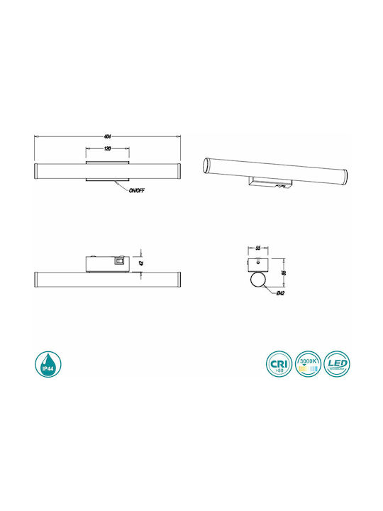 Trio Lighting Mattimo Classic Lamp Bathroom with Integrated LED and Warm White Light Black 40cm