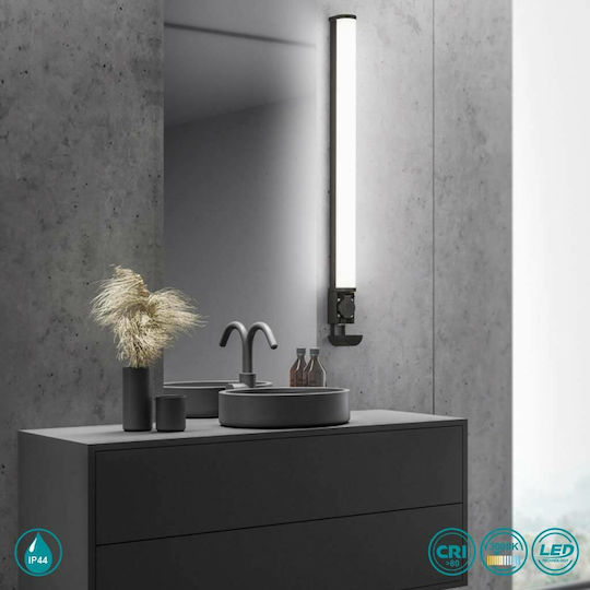 Trio Lighting Piera Modern Lamp Bathroom Socket with Integrated LED and Warm White Light Black 119cm
