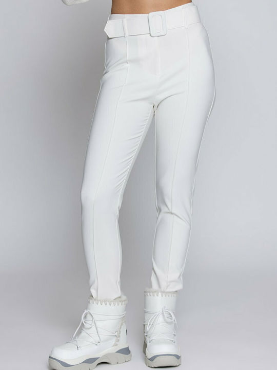 Women's High-waisted Fabric Trousers Slim Fit White