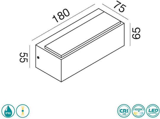 La Mia Luce Nox Стенна Външна Таванна Лампа LED IP65 10W с Естествено Бяла Светлина