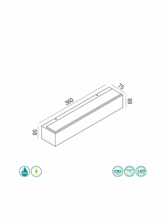 La Mia Luce Nox Wall-Mounted Outdoor Ceiling Lamp LED IP65 with Natural White Light