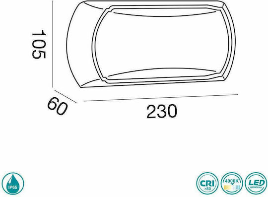 La Mia Luce Nut Επιτοίχια Εξωτερική Πλαφονιέρα LED IP65 με Φυσικό Λευκό Φως