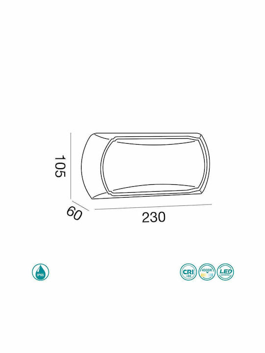 La Mia Luce Nut Επιτοίχια Εξωτερική Πλαφονιέρα LED IP65 με Φυσικό Λευκό Φως