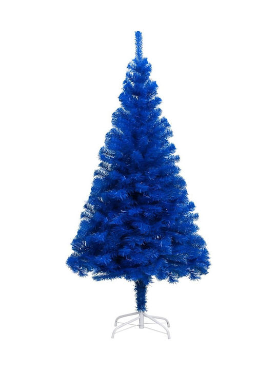 Decorated Christmas Blue Tree with Metallic Base and LED Lighting H240cm