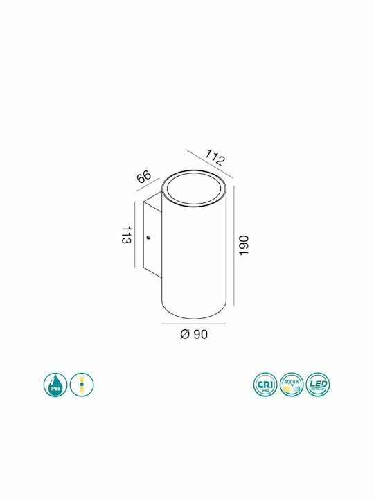 La Mia Luce Wall-Mounted Outdoor Spot Light LED IP65 with Natural White Light