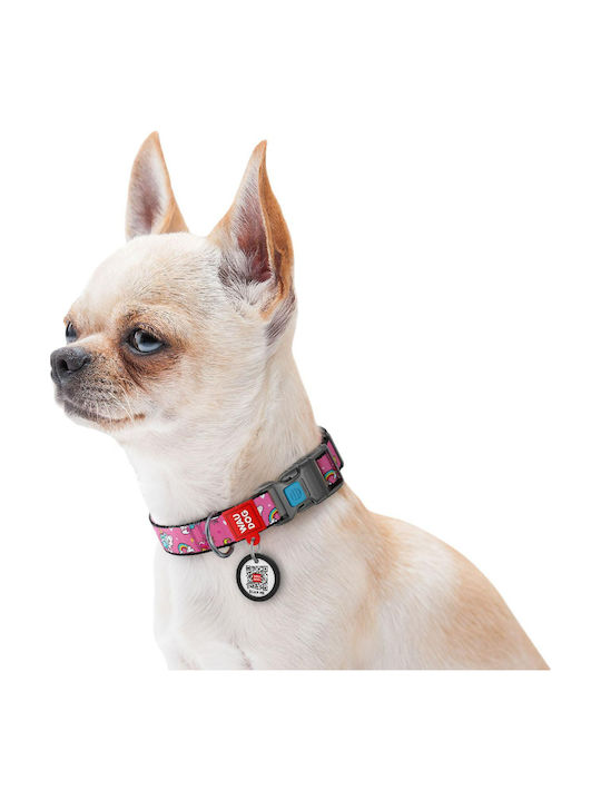 WauDog Unicorns Dog Collar in Pink color Collar with Smart ID 25mm x 31-49cm 31-125