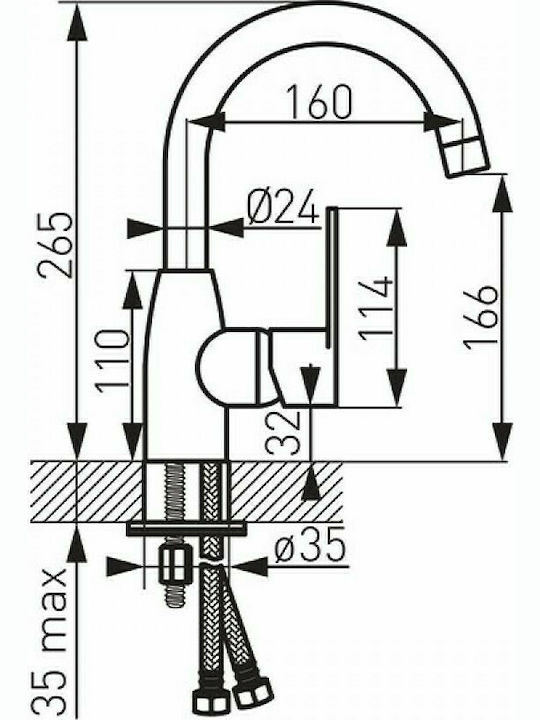 Ferro Algeo Mixing Tall Sink Faucet Silver