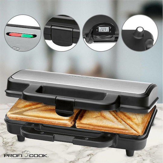 Profi Cook PC-ST 1092 Sandwichmaker für for 2 Sandwiches Sandwiches 900W Inox