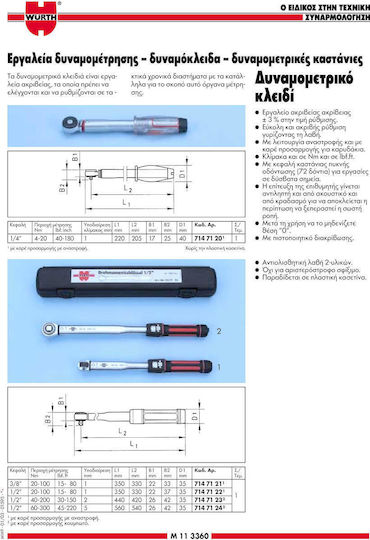 Wurth Torque Wrench 1/4" 4-20 Nm 22cm