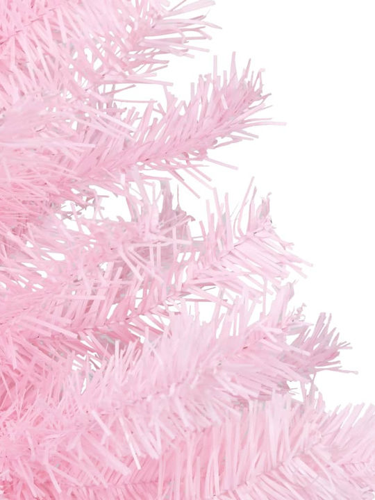 Decorated Christmas Pink Tree with Metallic Base and LED Lighting H210cm