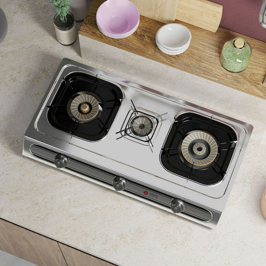 Thermogatz KS-3 Liquid Gas Countertop Triple Burner Inox