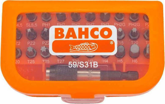 Bahco Σετ 31 Μύτες Κατσαβιδιού Ίσιο / Σταυρός / Torx / Allen / Αστέρι Σετ Αντάπτορας