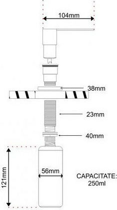 Pyramis Εντοιχιζόμενο Dispenser Κουζίνας από Ανοξείδωτο Ατσάλι Ασημί 250ml