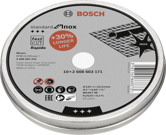 Bosch Standard Cutting Disc Metal Hole Diameter 125mm with 60 Teeth 10pcs
