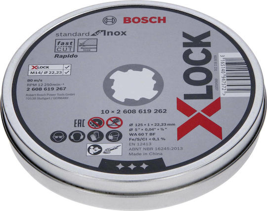 Bosch Straight Cutting Disc X-Lock for Inox Cutting Disc Metal Hole Diameter 125mm with 60 Teeth 1pcs
