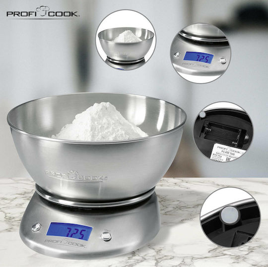 Profi Cook Digital Kitchen Scale with Bucket up to 5kg Inox