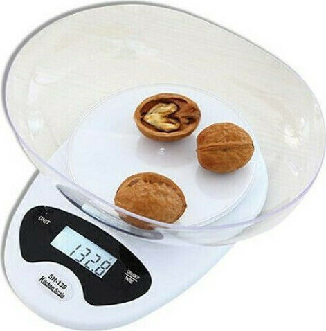 Newest SH-136 Ψηφιακή Ζυγαριά Κουζίνας με Κάδο έως 5kg Λευκή