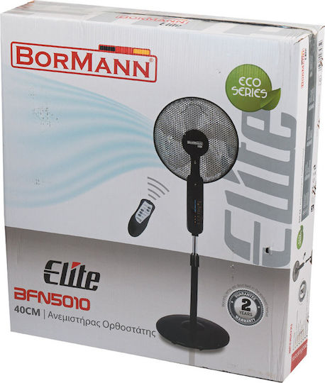 Bormann BFN5010 Ανεμιστήρας Ορθοστάτης 50W Διαμέτρου 40cm με Τηλεχειριστήριο Μαύρος