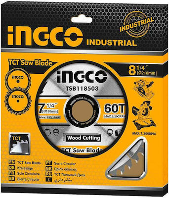 Ingco TSB118513 Disc de tăiere Lemn 185mm cu 60 dinți 1buc