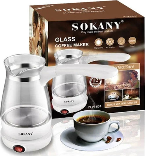 Sokany YLW-607 Ηλεκτρικό Μπρίκι 600W με Χωρητικότητα 500ml Λευκό