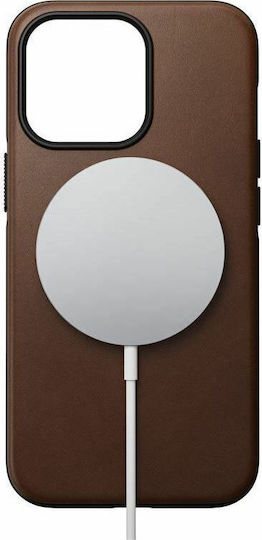 Nomad Modern Leather Umschlag Rückseite Leder Rustic Brown (iPhone 13 Pro)