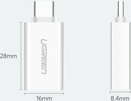 Ugreen Μετατροπέας USB-C male σε USB-A female Λευκό 1τμχ 30155