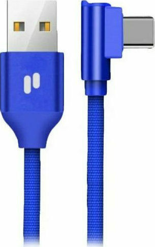 Puridea L23 Angle (90°) / Braided USB 2.0 Cable USB-C male - USB-A Μπλε 1m