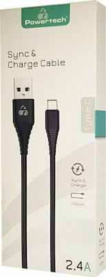 Powertech Regular USB 2.0 Cable USB-C male - USB-A male Μαύρο 1m (PTR-0060)