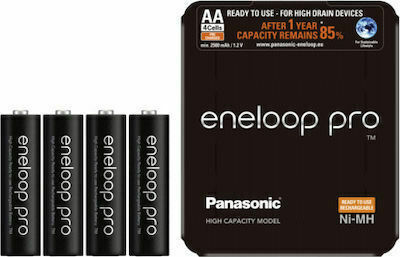 Panasonic Eneloop Pro With Battery Case Επαναφορτιζόμενες Μπαταρίες AA Ni-MH 2500mAh 1.2V 4τμχ
