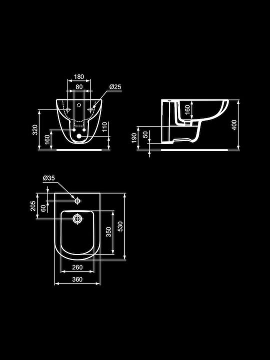 Ideal Standard Tempo Μπιντέ Κρεμαστό 36x53cm