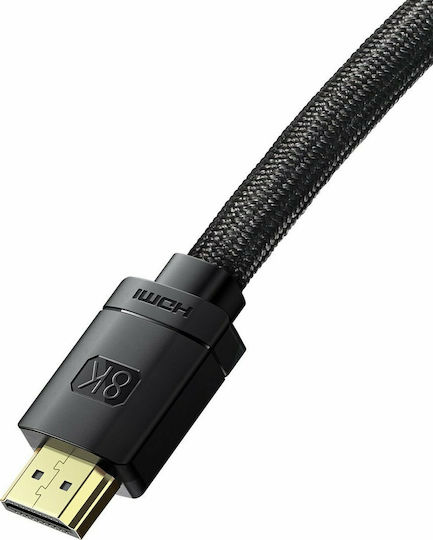 Baseus HDMI 2.1 Ултра Висока Скорост 48Gbps 4K 120Hz HDR VRR Плетен Кабел HDMI мъжки - HDMI мъжки 3m Черен
