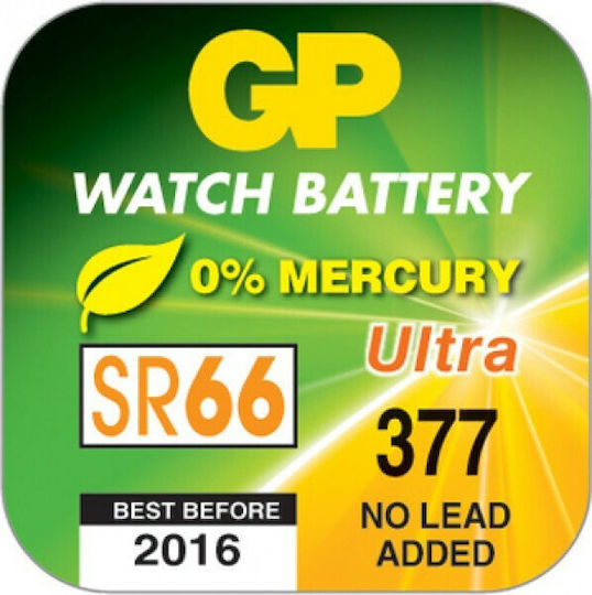GP Batteries Watch Battery 377 Μπαταρία Silver Oxide Ρολογιών SR66 1.55V 1τμχ