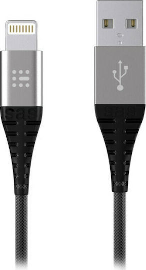 SAS Durable Braided USB-A to Lightning Cable Gray 1.2m (100-16-003)