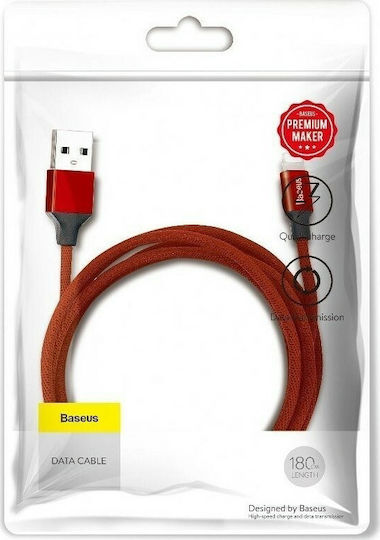 Baseus Yiven Плетена USB-A към Lightning кабел Червен 1.8м (CALYW-A09)