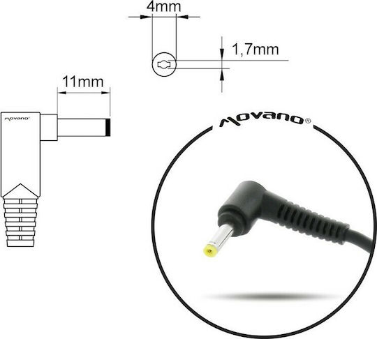 Mitsu Laptop Charger 45W 20V 2.25A for Lenovo with Detachable Power Cable