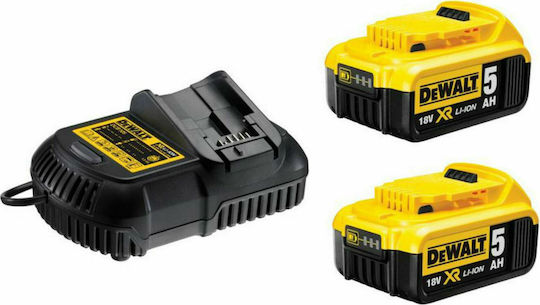 Dewalt Комплект 2 Батерии за Инструменти Литиеви 18V Капацитет 5Ах със Зарядно