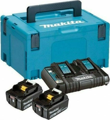 Makita Set 2 Baterii Unelte Litiu 18V Capacitate 5Ah cu Încărcător DC18RD