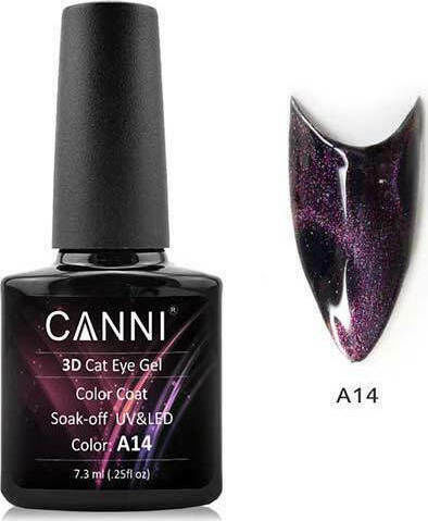 Canni 3D Хибриден Лак за Нокти A14 Котешко око 7.3мл 1бр
