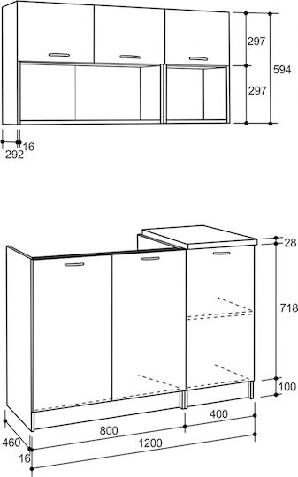 Σετ Ντουλάπια Κουζίνας Κρεμαστά & Δαπέδου με Πάγκο Εργασίας 460x29.2x120cm Sonama / Λευκο Σετ Ντουλάπια Κουζίνας Κρεμαστά & Δαπέδου με Πάγκο Εργασίας 460x29.2x120cm Sonama / Λευκο
