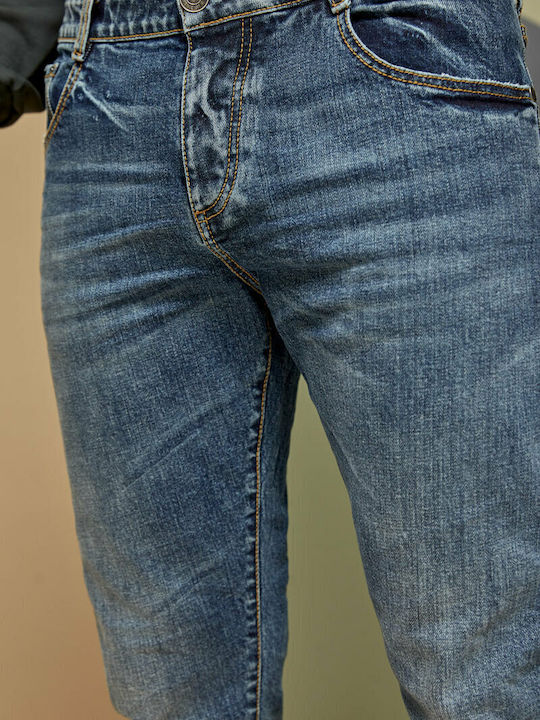 Taniel 72 Ανδρικό Παντελόνι Τζιν Cropped Ελαστικό Tapered Μπλε