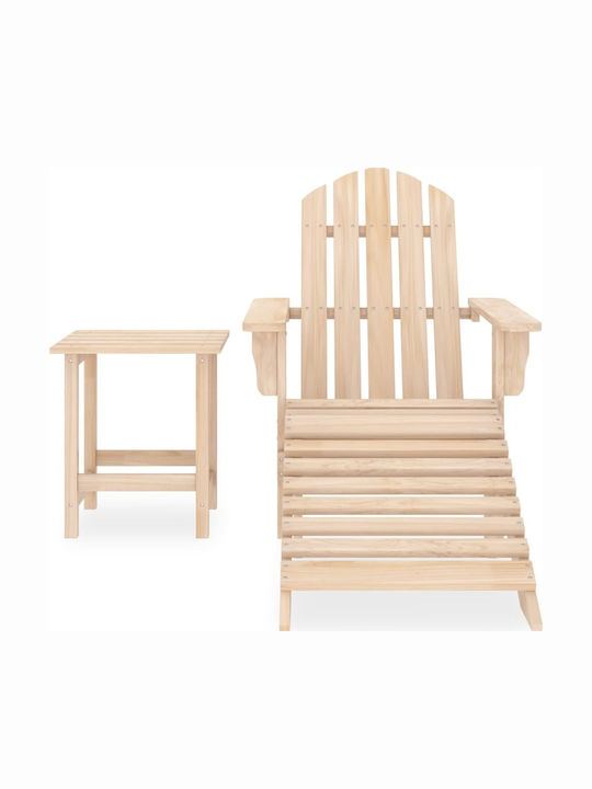 Deckchair Wooden Adirondack Beige 69.5x147.5x89.5cm.