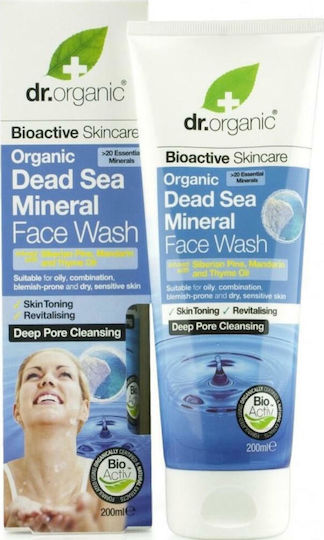 Dr.Organic Dead Sea Mineral Face Wash Gel Cleansing Face for Acne-Prone Skin 200ml