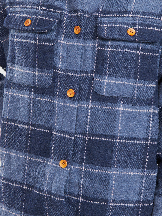 Make It Happen Women's Checked Blue Overshirt